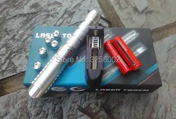 

HOT! Green laser pointer 500w 500000m High power Military 532nm LAZER Flashlight Burning Match,Burn cigarettes+5 caps+Gift Box