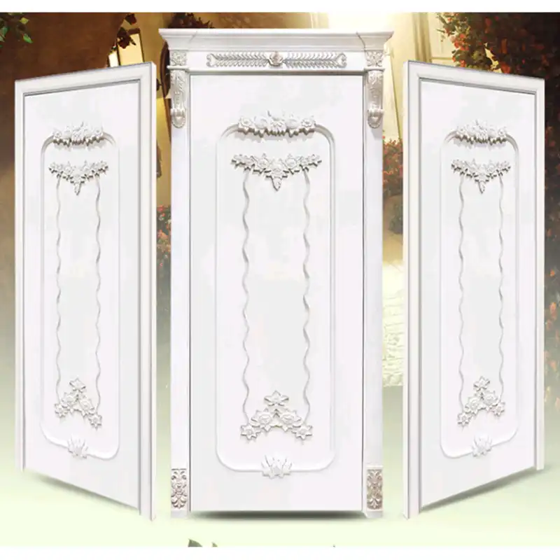 Luxurious Main Door Wood Carving Design White Wooden Door