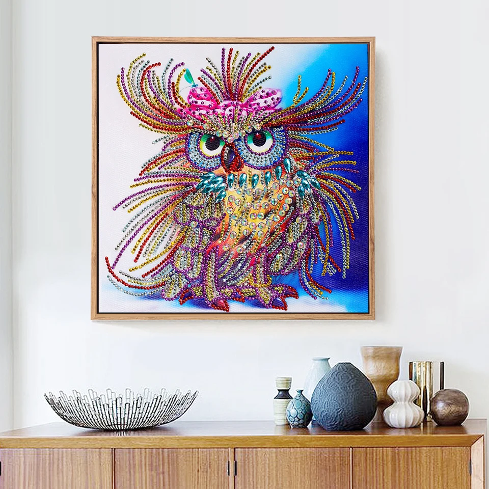 Huacan Special Shaped Diamond Painting Owl Handicraft Needlework 3d Drill Mosaic DIY Diamond Embroidery Animal (2)