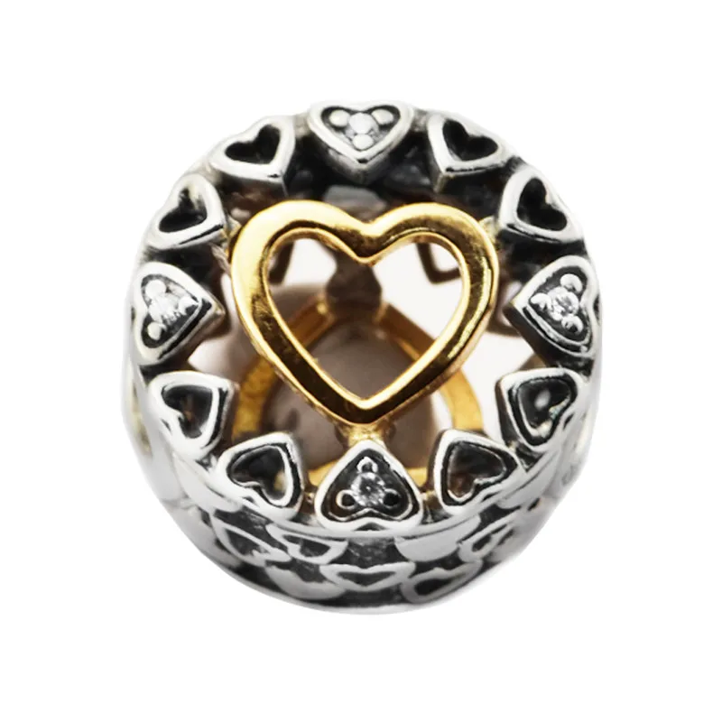 

Genuine pandulaso Loving Circle Charm with 14K Heart Beads for Jewelry Making Fits Bracelet Charms 925 Sterling-Silver-Jewelry