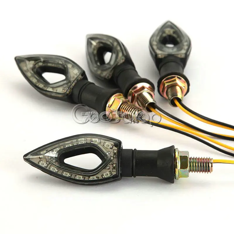 

4PCS Motorcycle LED Turn Signals Indicator Blinker Light Amber For Honda CBR CB VT VTX Suzuki GSX-R Kawasaki Ninja ZX YZF R1 R6