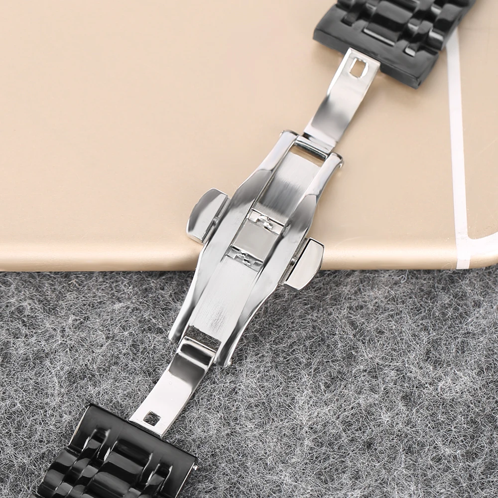 20 22 mm Men's Solid Stainless Steel Wrist Band High Quality  Replacement Folding Buckle Strap Black Gold Womens Metal Bracelet1 (14)