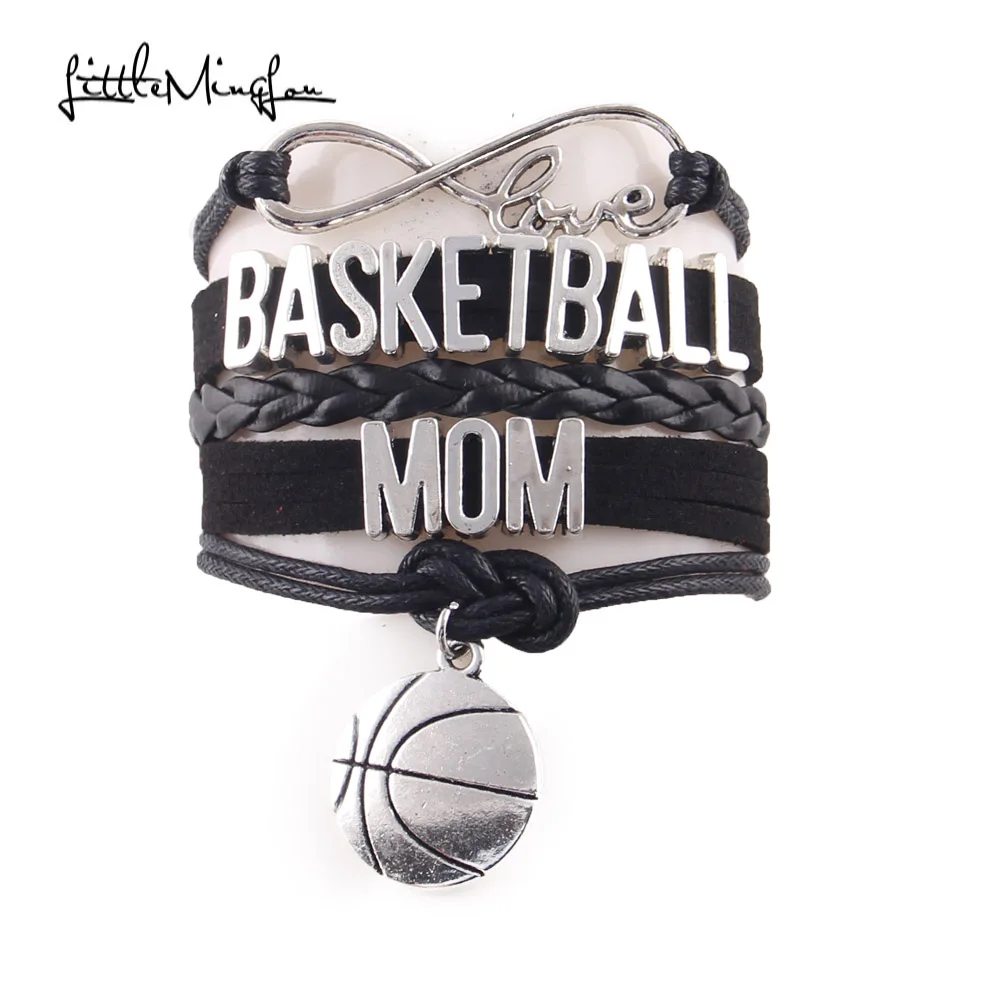 

Infinity Love BASKETBALL MOM women bracelet stacks Basketball charm leather handmade wrap bracelet & bangles for women jewelry