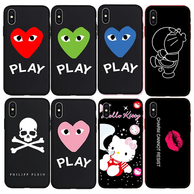 

PLAY Heart Soft Case for iPhone 8 8Plus 7 7Plus X Xs Max XR 6 6s Plus 5 5s SE CDG COMME des GARCONS Phone Cover Coque Shell Hull