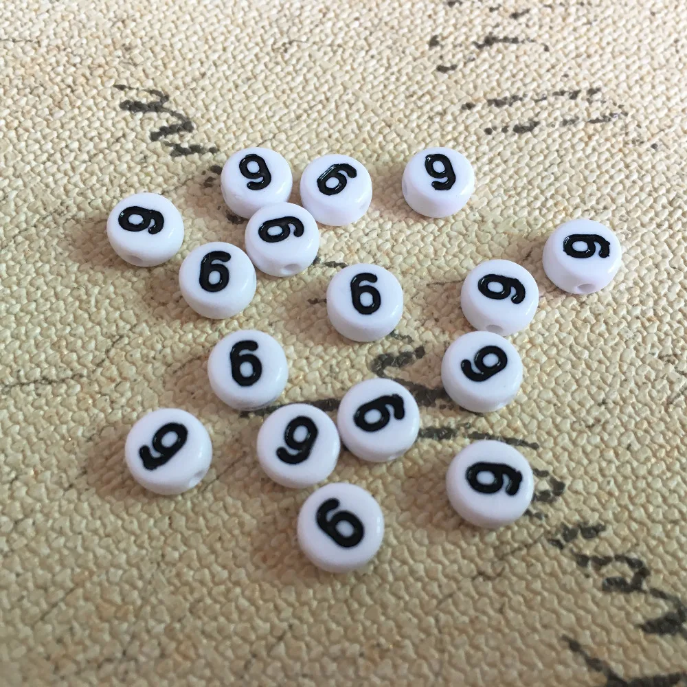 Free Shiping Acrylic Number Beads 4*7MM Flat Coin Round Single Numbers