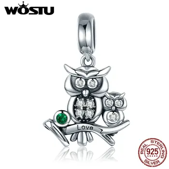 

WOSTU Authentic 100% 925 Sterling Silver Cute Owl Love Story Charms fit original WOST Bracelets DIY Jewelry Gift BKC425
