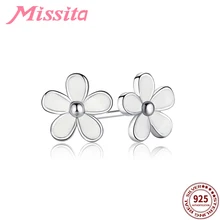 MISSITA, новинка, модные белые серьги в виде цветка маргаритки для женщин, серебряные ювелирные изделия, брендовые свадебные серьги-гвоздики,, подарок