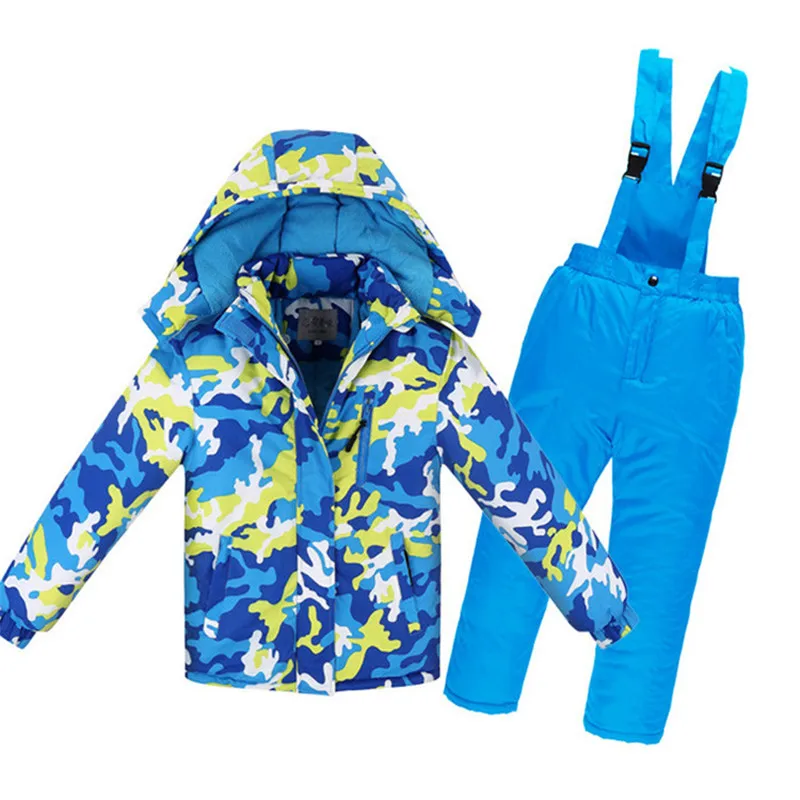 الأطفال الملابس الشتوية مجموعة ماء يندبروف الاطفال التزلج جاكيتات معطف و وزرة اثنين-قطعة بدلة الفتيان الفتيات Snowsuit