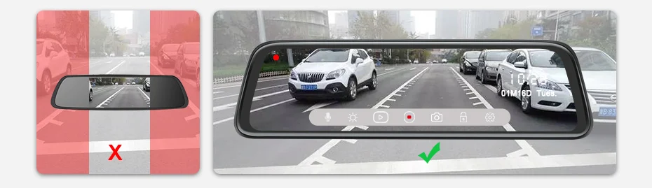 MHM 10 ''ips сенсорный экран 1080 P Автомобильный видеорегистратор с двойным объективом DashCam монитор парковки зеркало заднего вида камера регистрация вождения рекордер