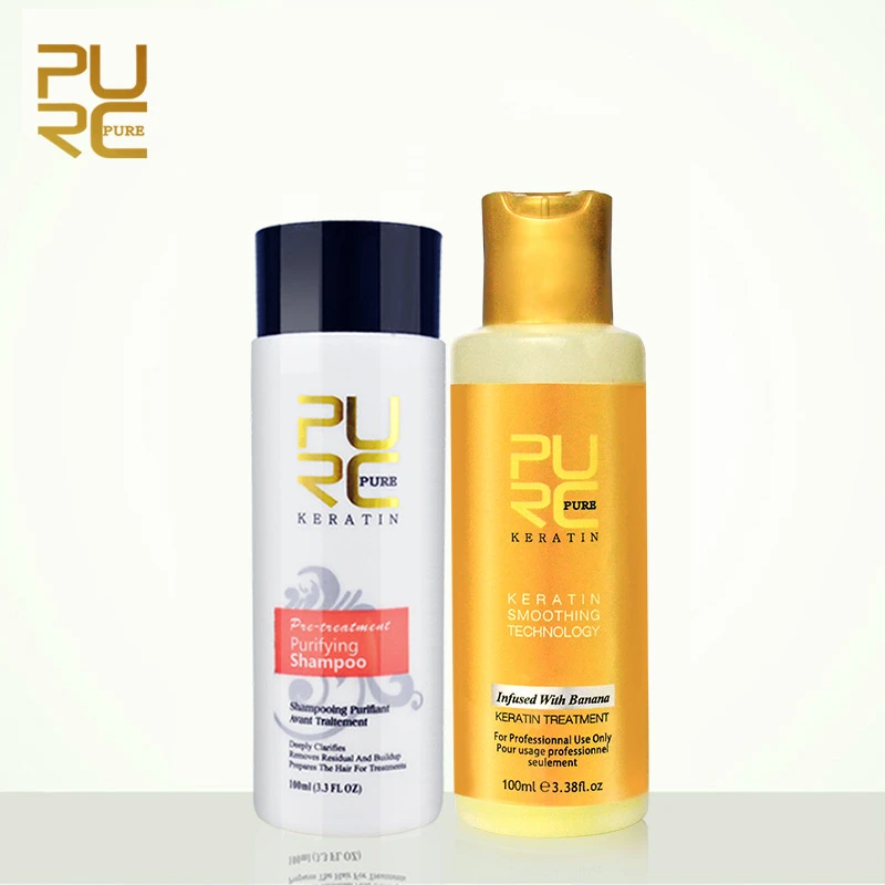 

PURC 8% Banana Flavor Brazilian Keratin Treatment Straightening Hair Repair Damage Frizz Dry Hair With Shampoo Hair Care Product