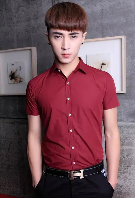 Shirt Cardigan Burst casual cotton short-sleeved shirt solid color short sleeve men's shirt fashion wild popular 112924