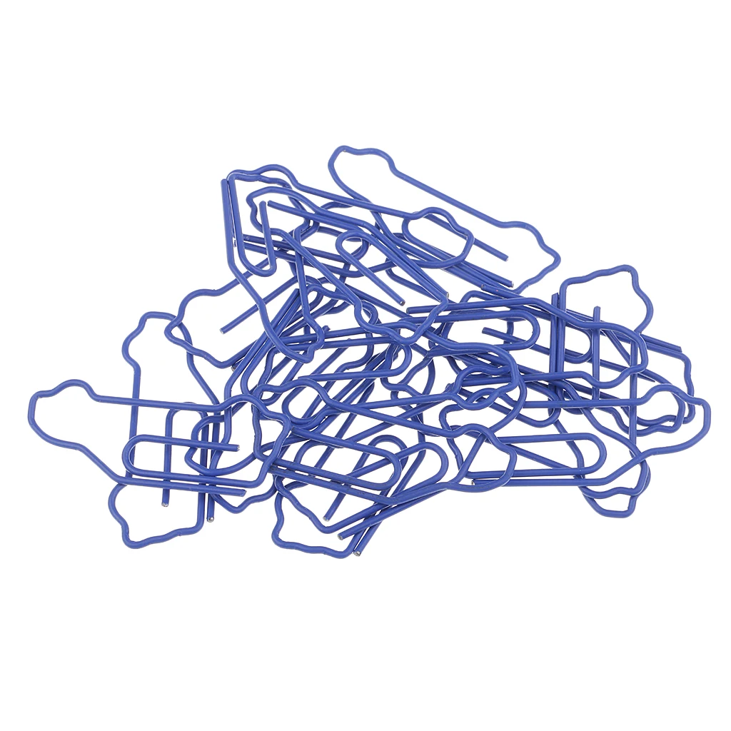 20 Pcs Paper Clips Car Shape for Bookmark Office School Notebook Agenda Pad Commonly Used Clips Blue Color 4x1.4 cm