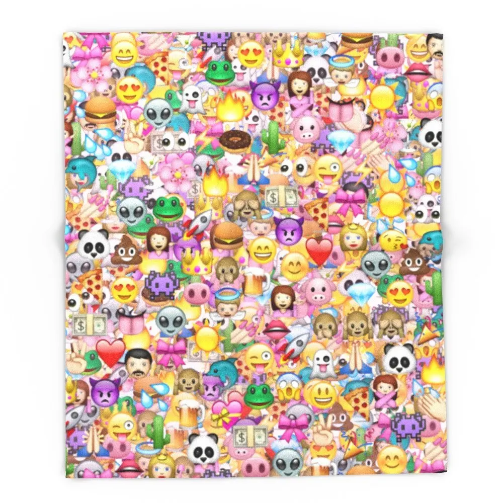 Emoji / Emoticons 51" x 60" Blanket Warm Flannel Plaid Travel Soft