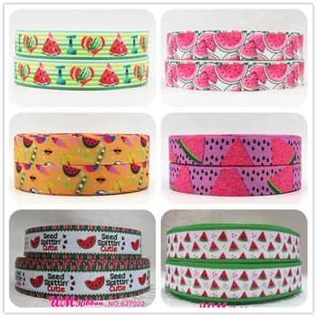 

Q&N ribbon 16mm 22mm 25mm 38mm 50mm 75mm watermelon printed grosgrain ribbon 50yards/roll for headband hair tie free shipping