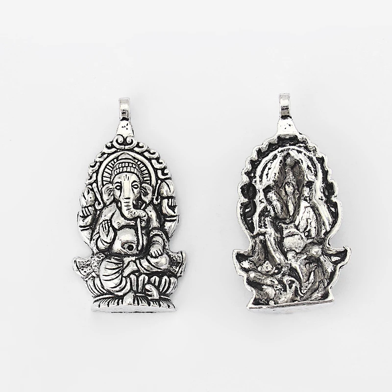 2pcs Angel Religious Charm Tibetan Silver Beads Finding Jewellery Making 37x37mm
