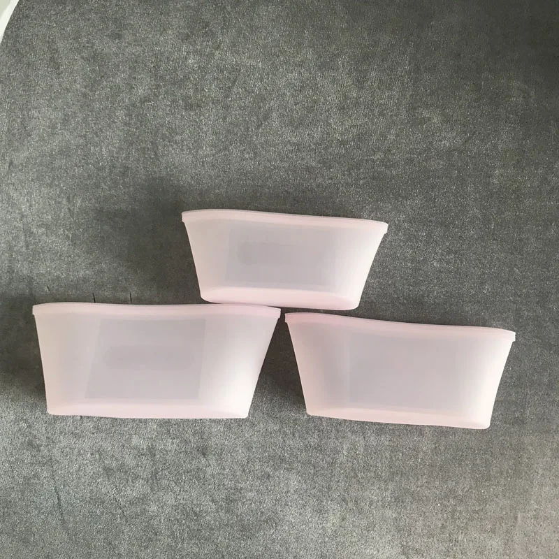 Storage Sealed Dishes Cups Bag Kitchen Accessories 1Set Silicone Fridge Leakproof Reusable Zip Lock Container Stand Up Organizer - Цвет: 3pcs-Pink-Bowl