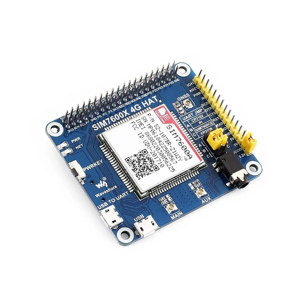 Шляпа Waveshare 4G / 3G GNSS для Raspberry Pi LTE CAT4 Северной Америки|Демонстрационные стенды| |