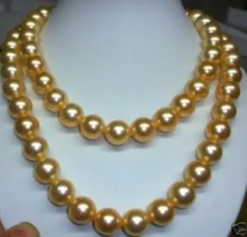 

Hot sale new Style >>>>>32" 8MM SEA NATURAL GOLD Shell PEARL NECKLACE new
