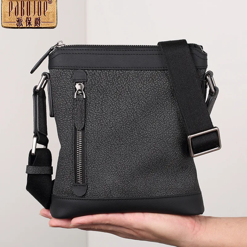 

100% Genuine Leather Pabojoe brand Casual Men Messenger Bag small Shoulder Bag cow leather handbag bolsa feminina