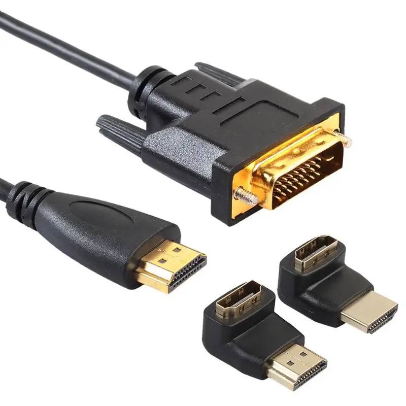 1 м/1,8 м/3 м/5 м Мужчина HDMI к DVI 24 + 1 Мужской конвертер кабель провод HDMI 5 Гбит/с 90/270 градусов разъем адаптера