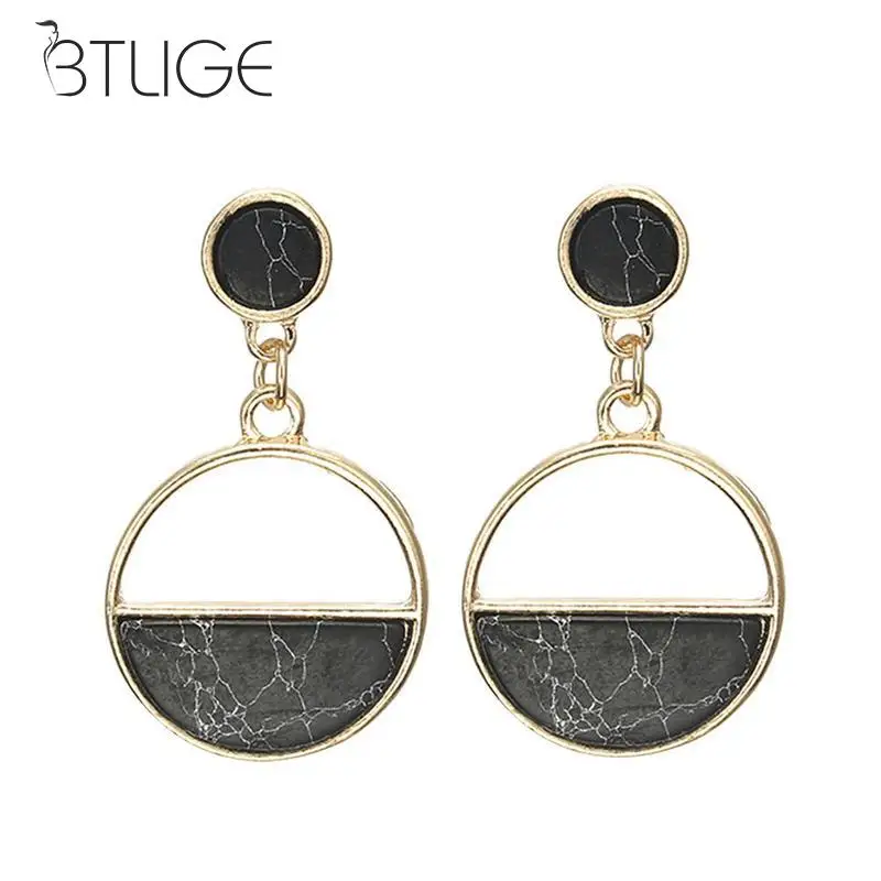 

Women's Fashion Statement Round Dangle Earrings Marble Long Earrings Girls Popular Geometric Earrings Jewelry Gift