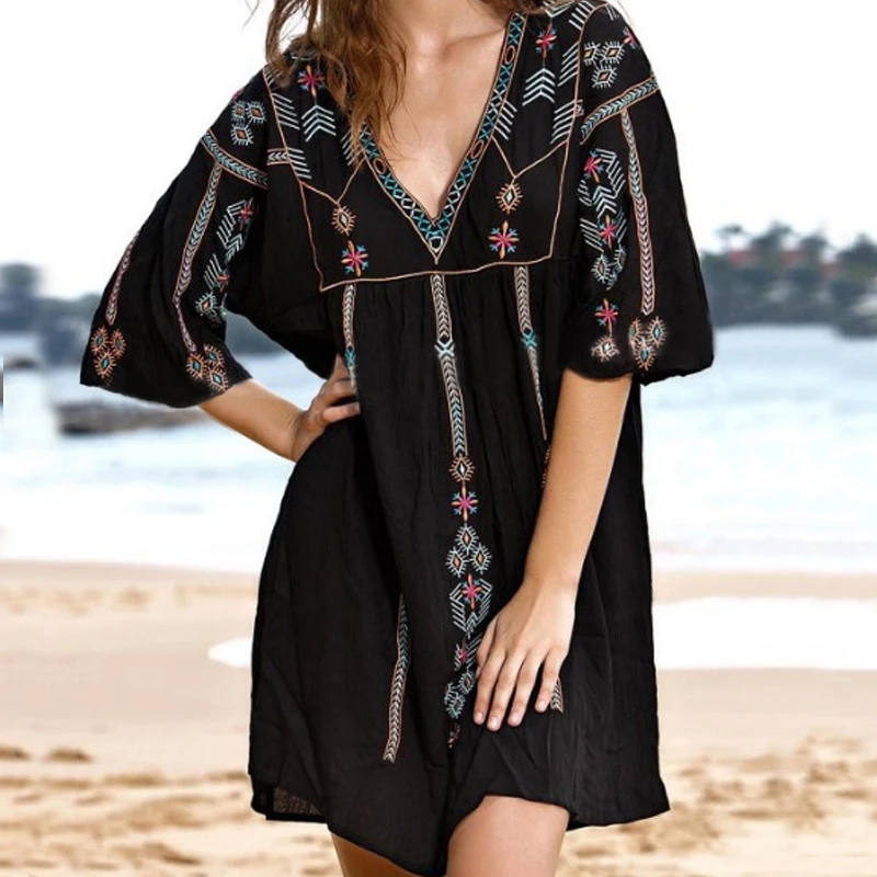 Пляжная одежда Sarong чехол для купального костюма туника парео бикини купальный