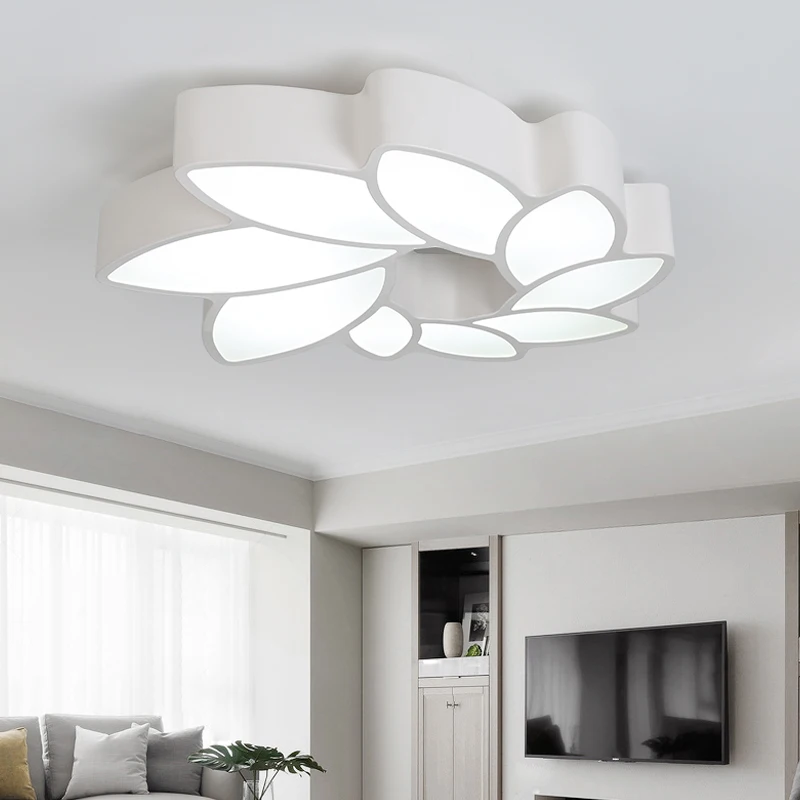 

White Chandelier Lustre Light Large Fixture Flush Mounted LED Circles