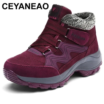 

CEYANEAO Women Snow Boots Winter Shoes Warm Plush Krasovki Ankle Boots 2018 Female Casual Shoes Wedge Snow Sexy Boots Waterproof