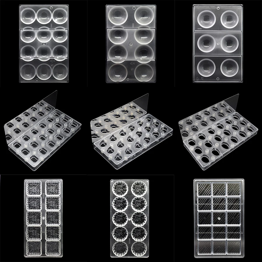 

Chocolate Candy 3D Bar Ball Molds Form Polycarbonate Moldes Para Cake Baking Pastry Tools Plastic Chocolate Combined Tray Moulds