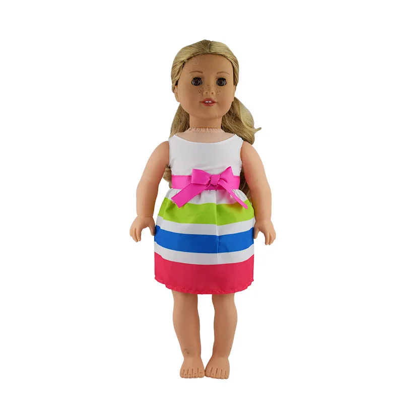 

New colors Princess Dress with pink bow waistband For for 18 Inch American Girl Dolls & Our Generation Doll Shoes Accessories