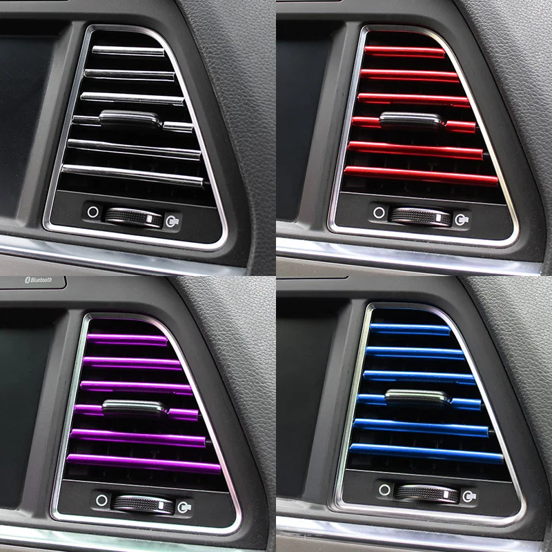 

Car Air Outlet Bright Air Conditioning Air Outlet Interior Mouldings Decorative Strip Interior U-shaped Air Inlet Blade Clip