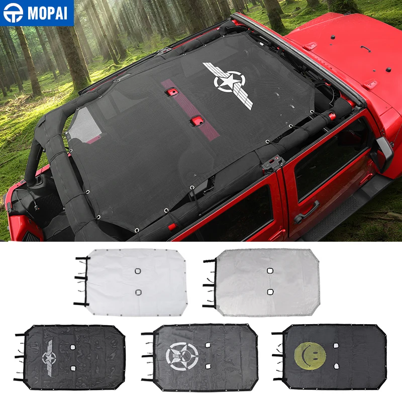 

MOPAI 2/4 Door Car Top Sunshade Cover Roof Anti UV Sun Protect Mesh Net for Jeep Wrangler JK 2007-2017 Car Accessories Styling