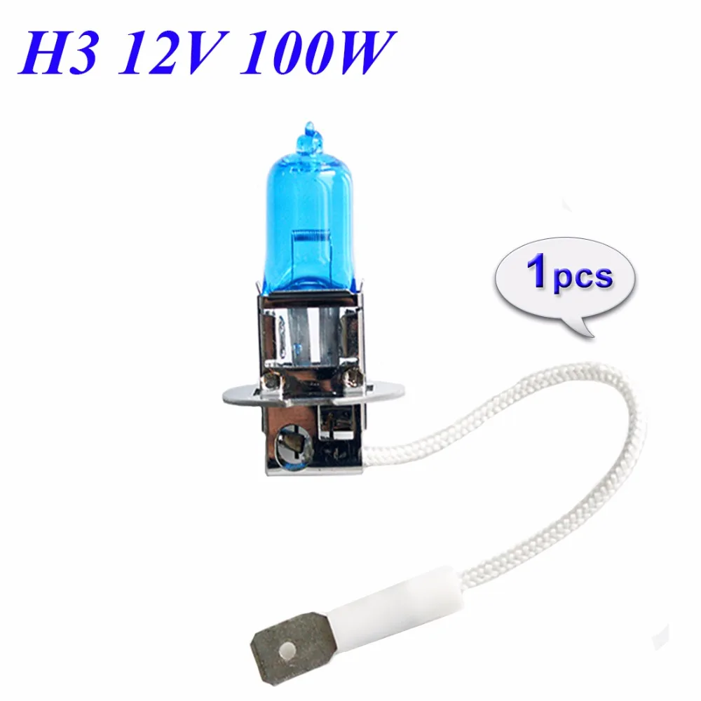 

flytop H3 12V 100W Halogen Lamp Xenon Bright Super White Dark Blue Quartz Glass Car Fog Headlight Auto Bulb