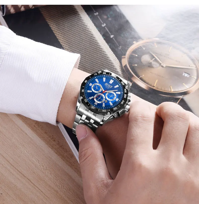 

Men's automatic quartz watch ultra-thin steel belt luminous waterproof fashion non-mechanical men's watch