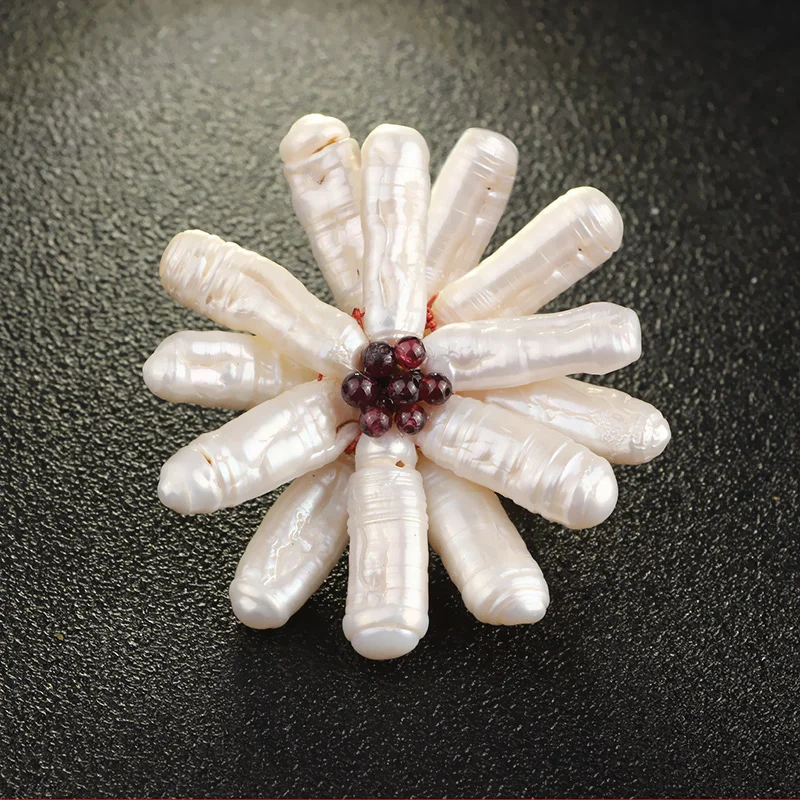 

FARLENA Jewelry Handmade Natural Irregular shape Freshwater Pearls Boutonniere Baroque Vintage style Flower Brooch Pins