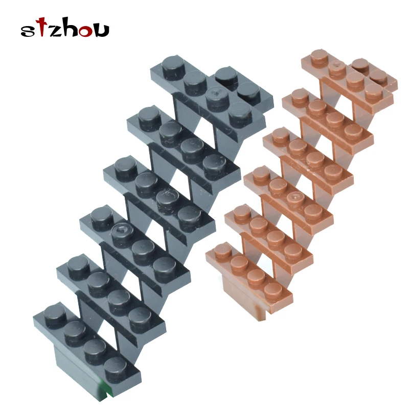 10pcs lot House Stairs Reddish Brown Stairs Staircase Steps Ladder Modular fit with legoING Building block