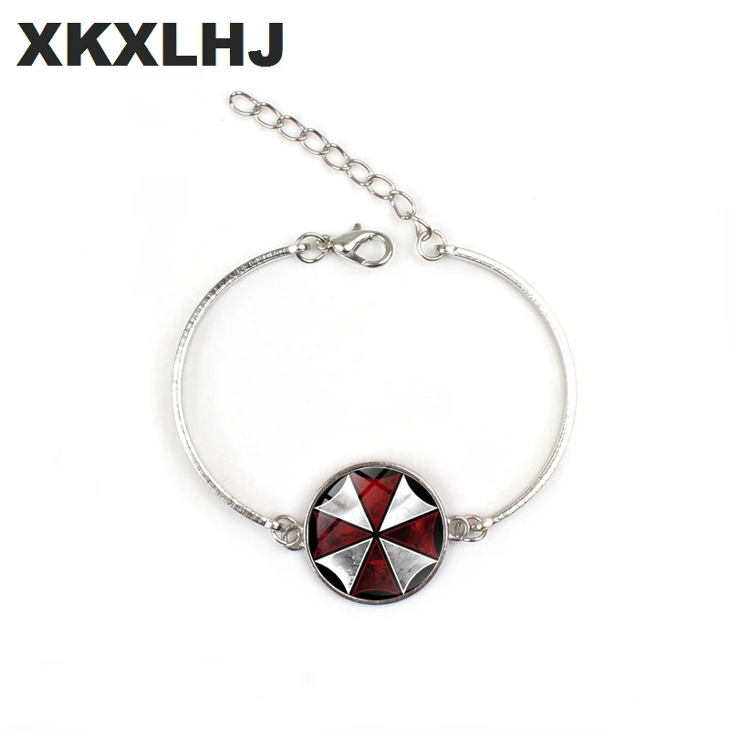 

XKXLHJ Case Resident Evil Umbrella Art Picture Glass Metal Silver Plated Bracelet Retro Fashion Lady Lucky Bracelet Jewelry Gift