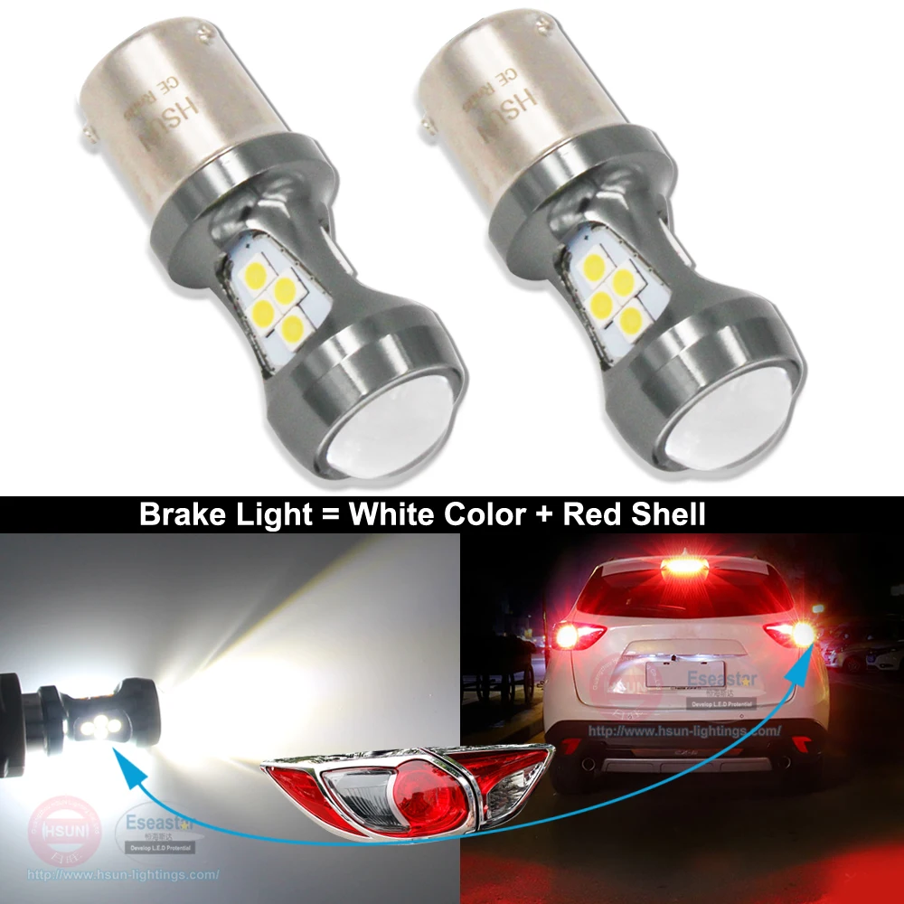 HSUN 2 шт. S25 1157 BAY15D 16SMD 3030 светодиодный чип P21/5 Вт 360 градусов автомобильная лампа