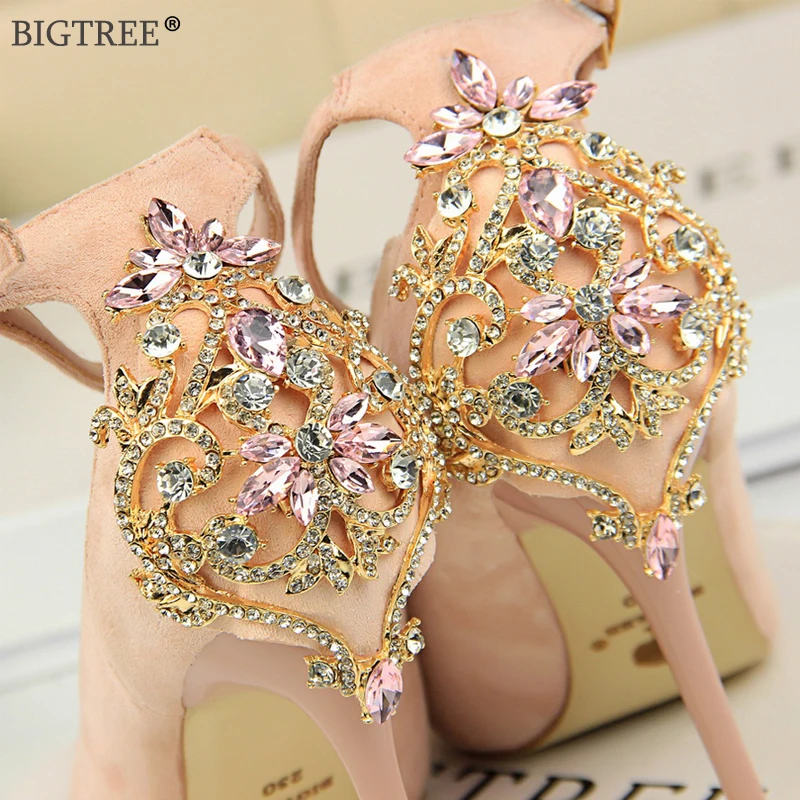 2019 new high heels party wedding shoes Women Glitter crystal rhinestone pumps ankle strap pumps Sexy Ladies Stiletto 10CM heel 2019 new high heels party wedding shoes Women Glitter crystal rhinestone pumps ankle strap pumps Sexy Ladies Stiletto 10CM heel
