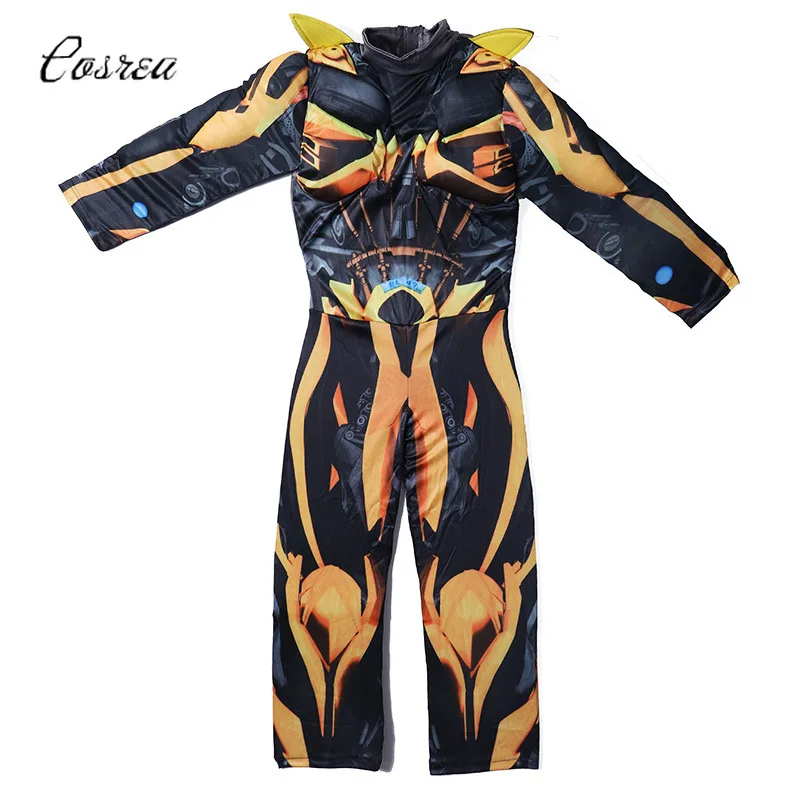 

Movie Transformers Bumblebee High Quality Superhero Costumes Bodysuit Onesie Kids Suit for Boy Children Full Body Suits