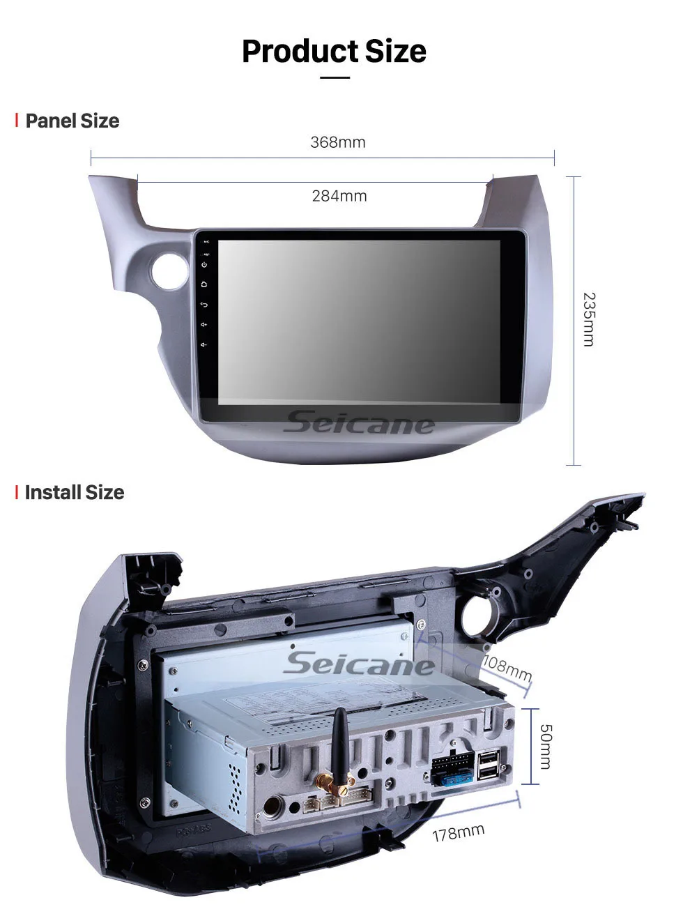 Seicane 1Din Автомагнитола 10,1 дюймов HD сенсорный экран Аудио Стерео Bluetooth видео MP4 мультимедийный плеер для 2007 2008-2013 Honda FIT