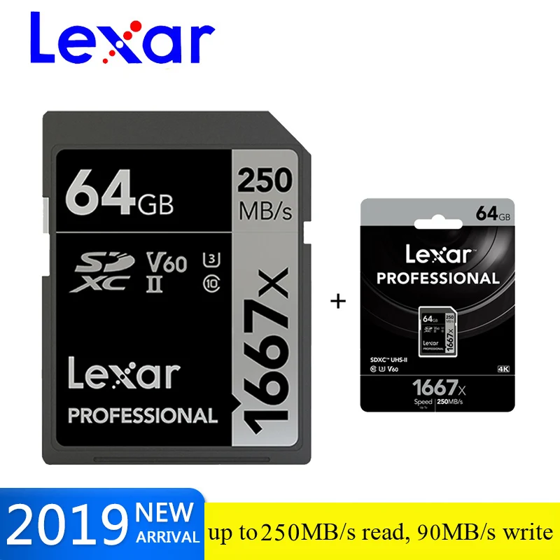 Карта памяти Lexar 1667X V60 250 флэш накопитель sd карта s 64 ГБ 128 Φ 3 micro 256 SDXC Для 3D 4K HD