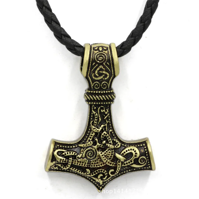 Trendy Cool Retro Viking Thor's Hammer Pendant Necklace For Men Nordic