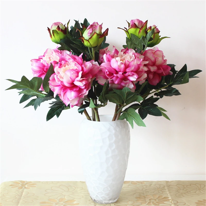 

2 heads Autumn Fake Silk Flowers Artificial peony Wedding Party Home Floral Flower Arrangement Peony Wedding Decoration