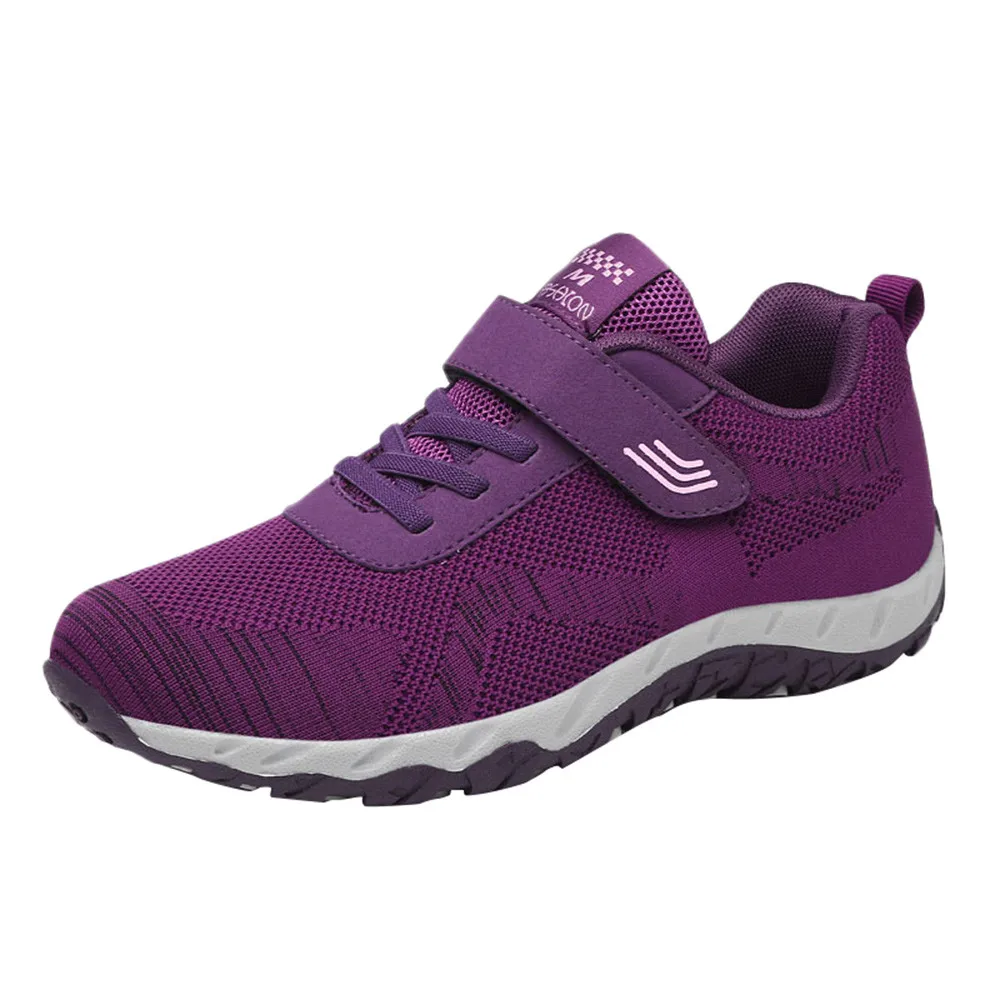 Perimedes/Женская дышащая обувь из сетчатого материала для отдыха; нескользящая спортивная обувь для пожилых людей; кроссовки на плоской подошве; светильник; deportivas mujer zapatillas;# g40 - Цвет: Фиолетовый