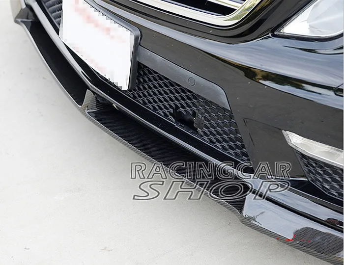 REAL CARBON FIBER V TYPE FRONT LIP SPOILER FOR MERCEDES BENZ W212 E-CLASS E200 E260 E300 E350 E550 E63 AMG BUMPER