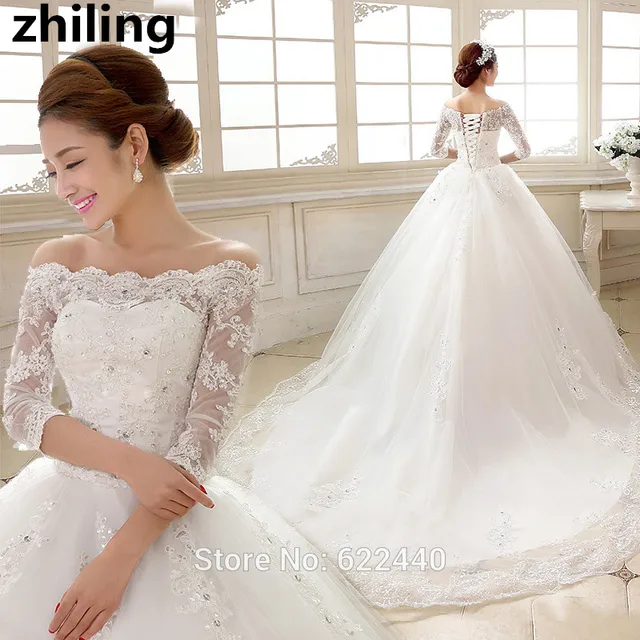 Buy Elegant Chapel Train Ball Gown Wedding Dresses Off