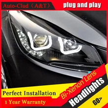 Auto Clud for ford kuga headlights 2013-2015 for ford kuga xenon H7 headlamps Double u Angel eyes DRL+HID Kit+Q5 bi xenon lens
