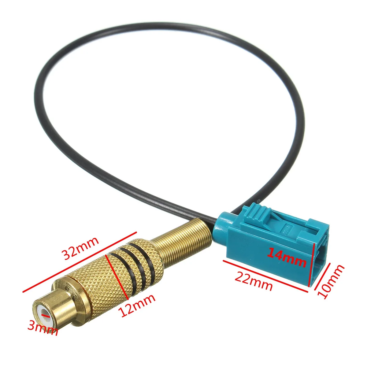 CT29VW03 Автомобильная Радио Антенна адаптер Соединительная кабельная головка Fakra для RCA Женский Din для VW для Ford для Mercedes 12 В 26 см