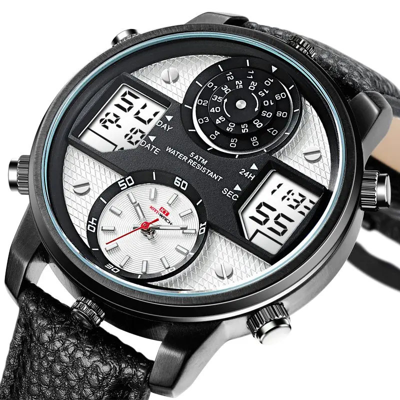 

Big Dial Sport Watches Men Waterproof Dual Display Military Digital Watch Multiple Time Zone Male Clock relogio masculino Saat